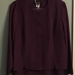 Jacket and Skirt Set, Covered Buttons, Deep Wine Color, 14P, EUC